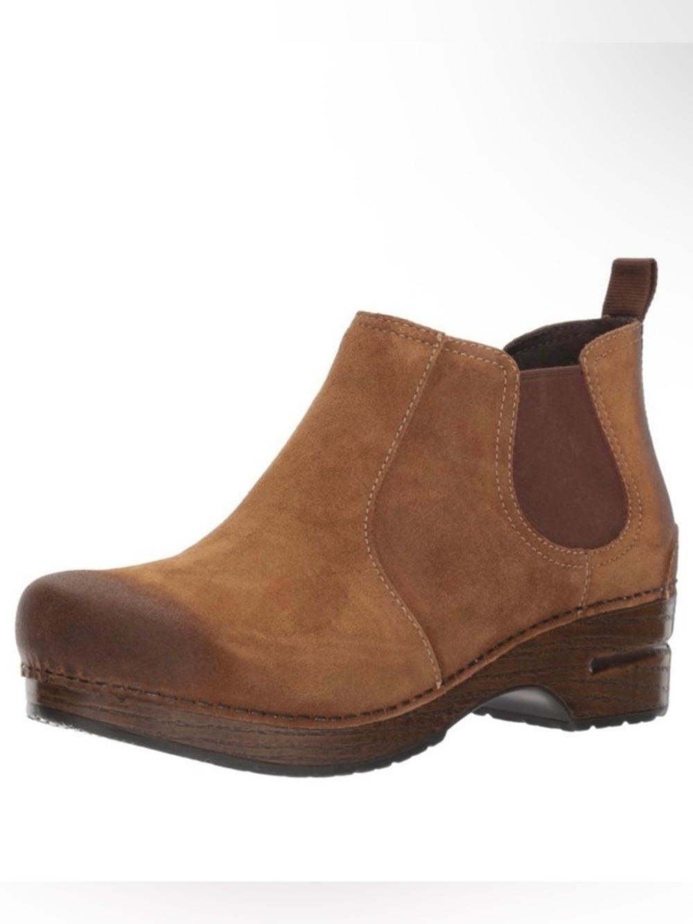 Dansko Frankie Tan Burnished Rustic Honey Brown Suede Chelsea Ankle Boot Clog 39